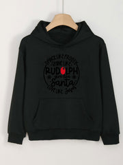 Girls Lovely Christmas Letter Long Sleeve Hooded Sweatshirt Top Pullover