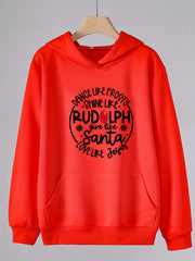 Girls Lovely Christmas Letter Long Sleeve Hooded Sweatshirt Top Pullover