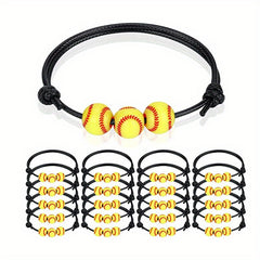 20 Pcs Softball Bead Charm Sports Bracelet Gift for Fans