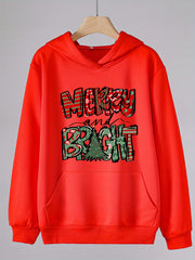 Girls Christmas Words Graphic Hooded Sweatshirt Top