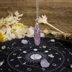Tarot Mat Moon Phase Zodiac Star Pendulum Mat Purple Crystal Chain 8 7inch