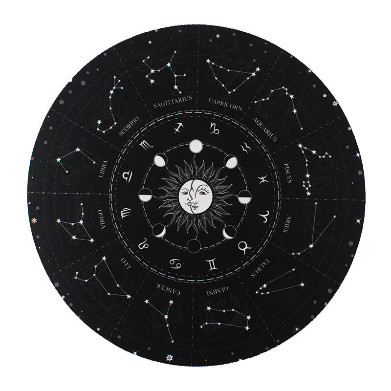 Tarot Mat Moon Phase Zodiac Star Pendulum Mat Purple Crystal Chain 8 7inch