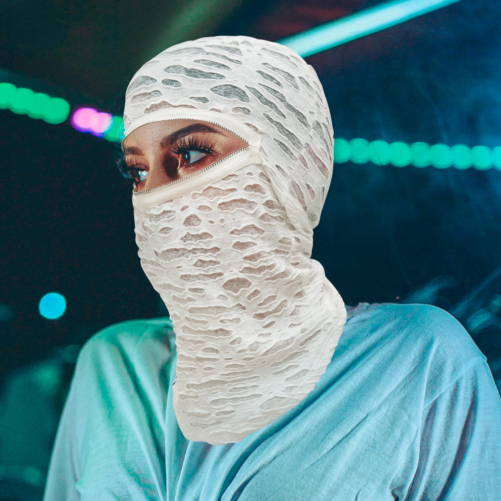 Distressed Balaclava Full Face Mask Zipper Fancy Face Mask For Men Women