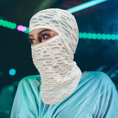 Distressed Balaclava Full Face Mask Zipper Fancy Face Mask For Men Women