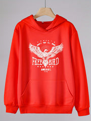 Girls Bird Graphic Hooded Sweatshirt For Spring Fall