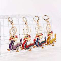 3D Dragon Keychain Lucky Rhinestones Inlay Ornament