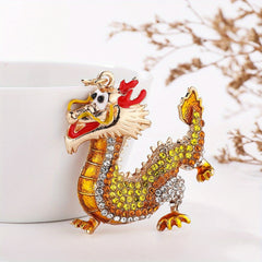 3D Dragon Keychain Lucky Rhinestones Inlay Ornament