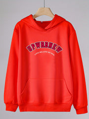 Girls Letter Graphic Hooded Sweatshirt Top for Spring Fall