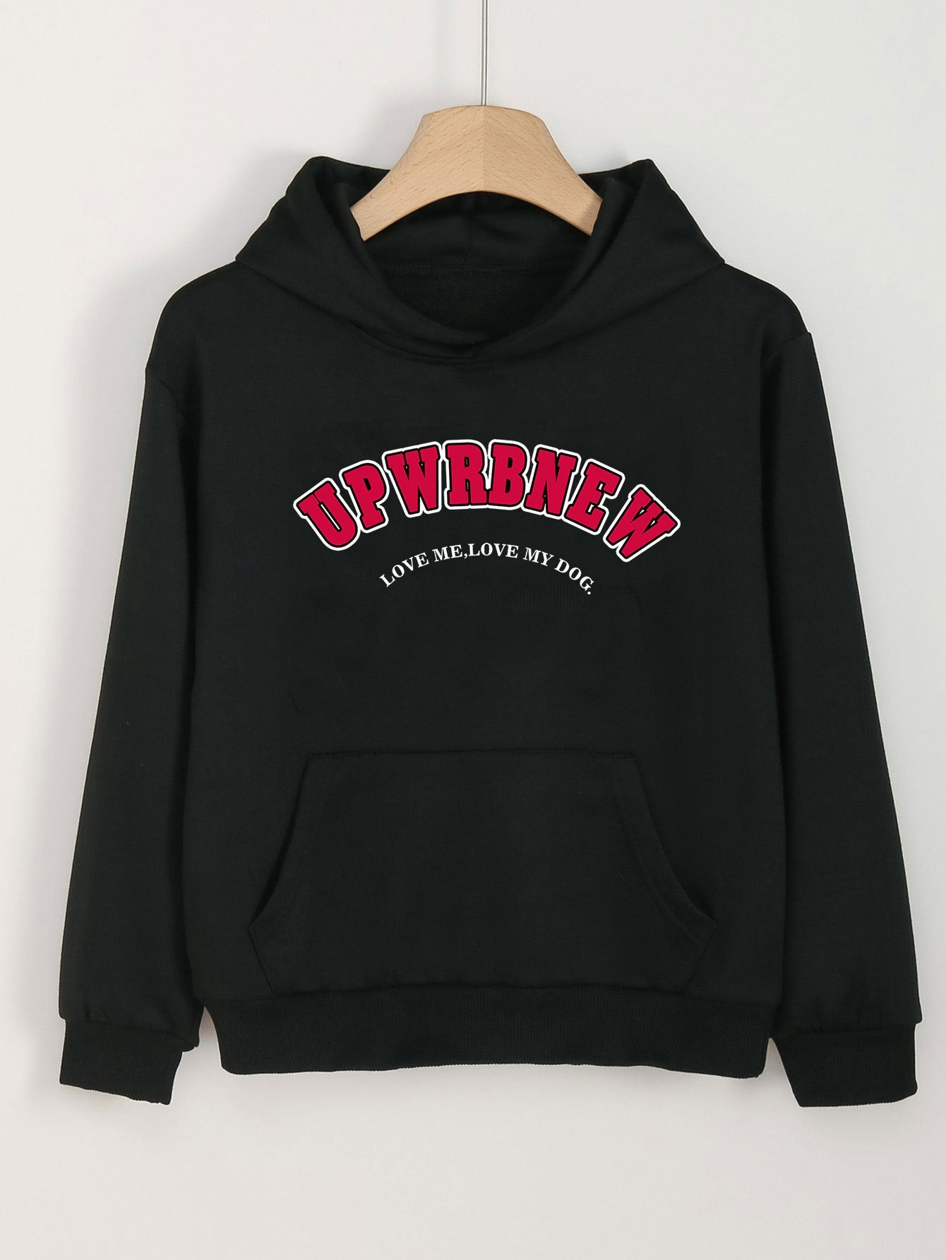 Girls Letter Graphic Hooded Sweatshirt Top for Spring Fall