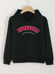 Girls Letter Graphic Hooded Sweatshirt Top for Spring Fall