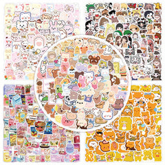 100pcs Little Bear Series Cartoon Character Journals Stickers Waterproof
