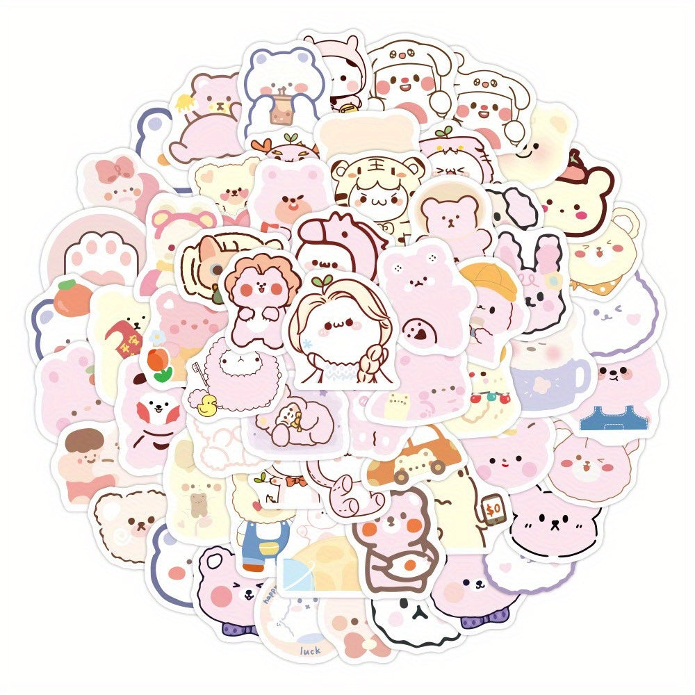 100pcs Little Bear Series Cartoon Character Journals Stickers Waterproof