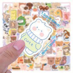 100pcs Little Bear Series Cartoon Character Journals Stickers Waterproof