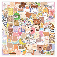 100pcs Little Bear Series Cartoon Character Journals Stickers Waterproof