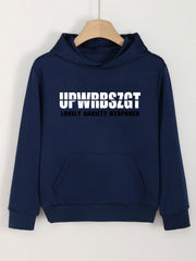 Girls Creative Letter Graphic Long Sleeve Hooded Sweatshirt Top Pullover