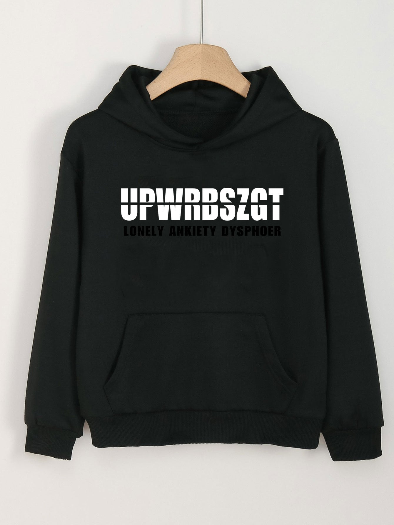 Girls Creative Letter Graphic Long Sleeve Hooded Sweatshirt Top Pullover
