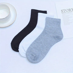 Men's Solid Crew Socks Breathable Comfy Casual Unisex Socks