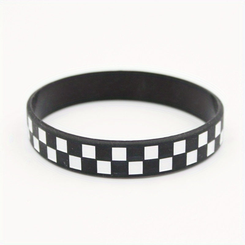 8 Pcs Concave Pattern Colored And Plaid Bracelet