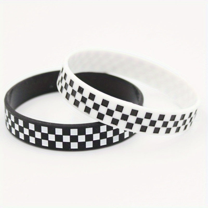 8 Pcs Concave Pattern Colored And Plaid Bracelet