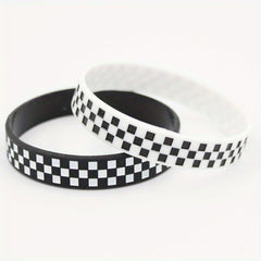 8 Pcs Concave Pattern Colored And Plaid Bracelet