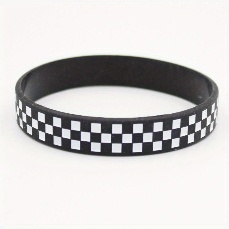 8 Pcs Concave Pattern Colored And Plaid Bracelet