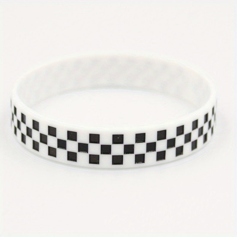 8 Pcs Concave Pattern Colored And Plaid Bracelet