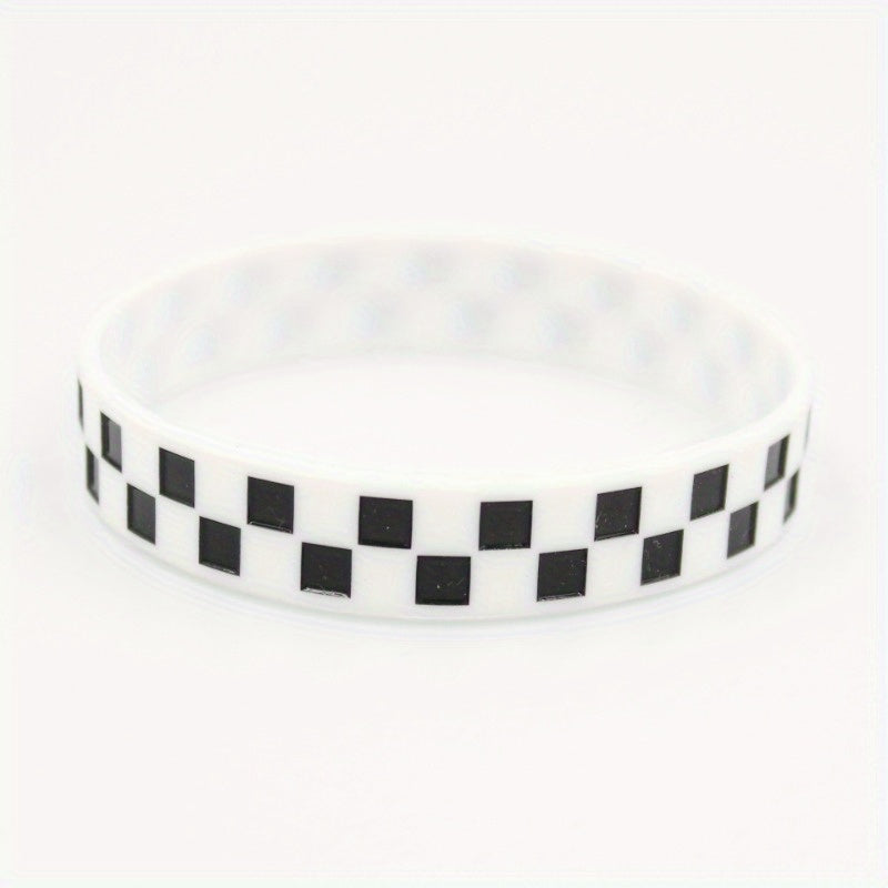 8 Pcs Concave Pattern Colored And Plaid Bracelet
