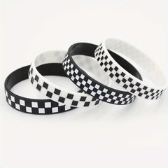 8 Pcs Concave Pattern Colored And Plaid Bracelet