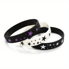 6 Pcs Silicone Bracelet Star Pattern Punk Sports Bracelet