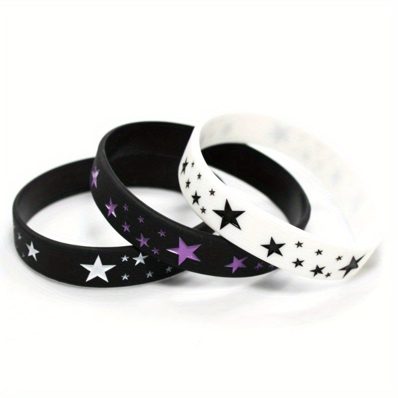 6 Pcs Silicone Bracelet Star Pattern Punk Sports Bracelet