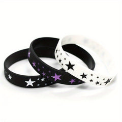 6 Pcs Silicone Bracelet Star Pattern Punk Sports Bracelet