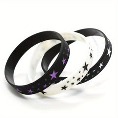 6 Pcs Silicone Bracelet Star Pattern Punk Sports Bracelet