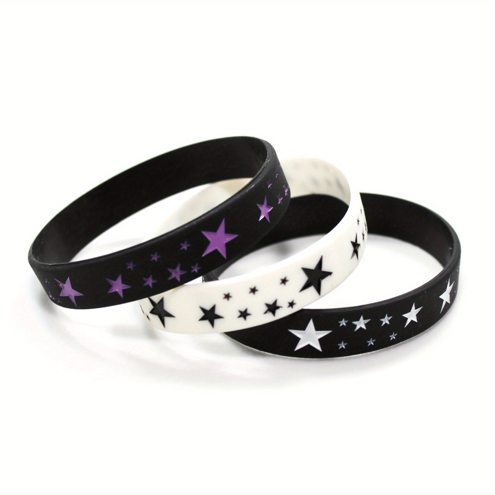 6 Pcs Silicone Bracelet Star Pattern Punk Sports Bracelet
