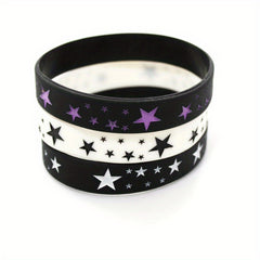 6 Pcs Silicone Bracelet Star Pattern Punk Sports Bracelet