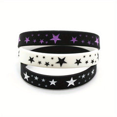 6 Pcs Silicone Bracelet Star Pattern Punk Sports Bracelet