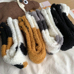 Plush Winter Socks Cat's Claw Pattern Floor Socks