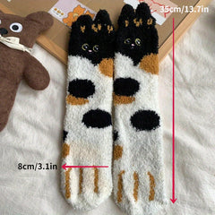 Plush Winter Socks Cat's Claw Pattern Floor Socks