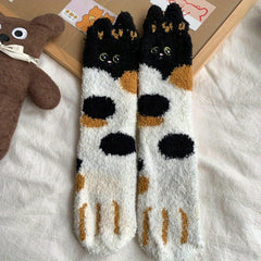 Plush Winter Socks Cat's Claw Pattern Floor Socks