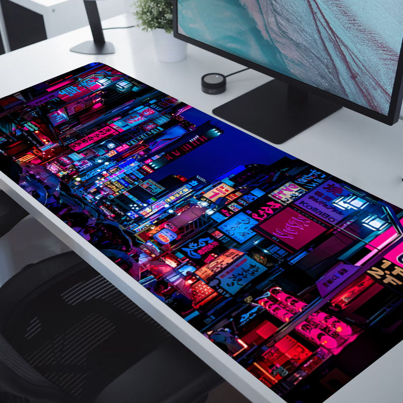 Neon Cyberpunk Anime Mouse Pad Non Slip Desk Pad Gift