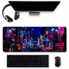 Neon Cyberpunk Anime Mouse Pad Non Slip Desk Pad Gift