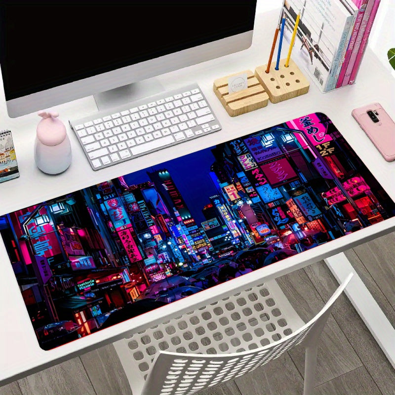 Neon Cyberpunk Anime Mouse Pad Non Slip Desk Pad Gift