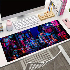 Neon Cyberpunk Anime Mouse Pad Non Slip Desk Pad Gift