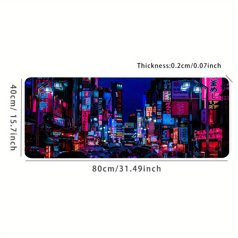 Neon Cyberpunk Anime Mouse Pad Non Slip Desk Pad Gift