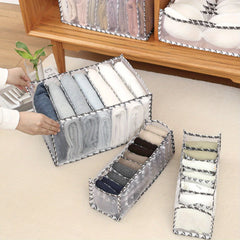 Houndstooth Wardrobe Clothes Organizer Mesh Storage Box For Jeans Bra