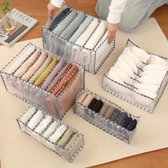 Houndstooth Wardrobe Clothes Organizer Mesh Storage Box For Jeans Bra