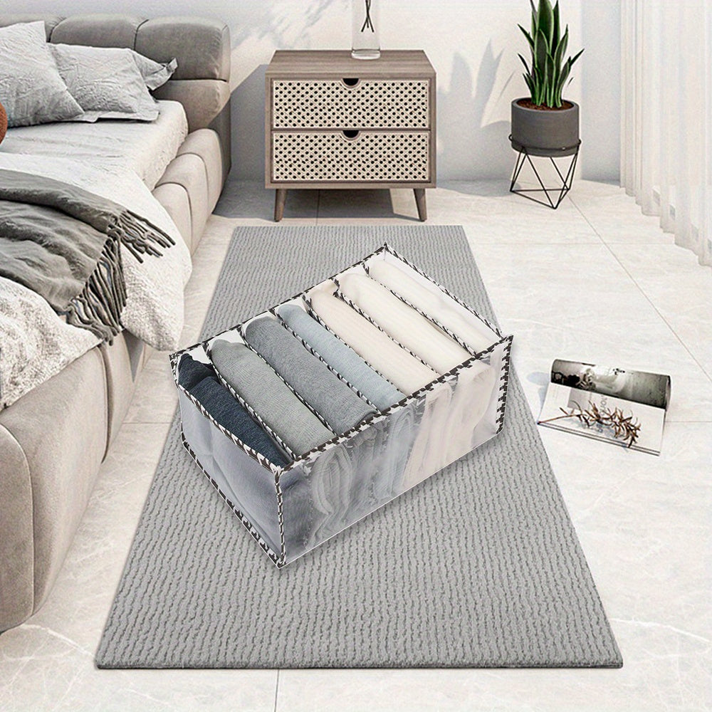 Houndstooth Wardrobe Clothes Organizer Mesh Storage Box For Jeans Bra