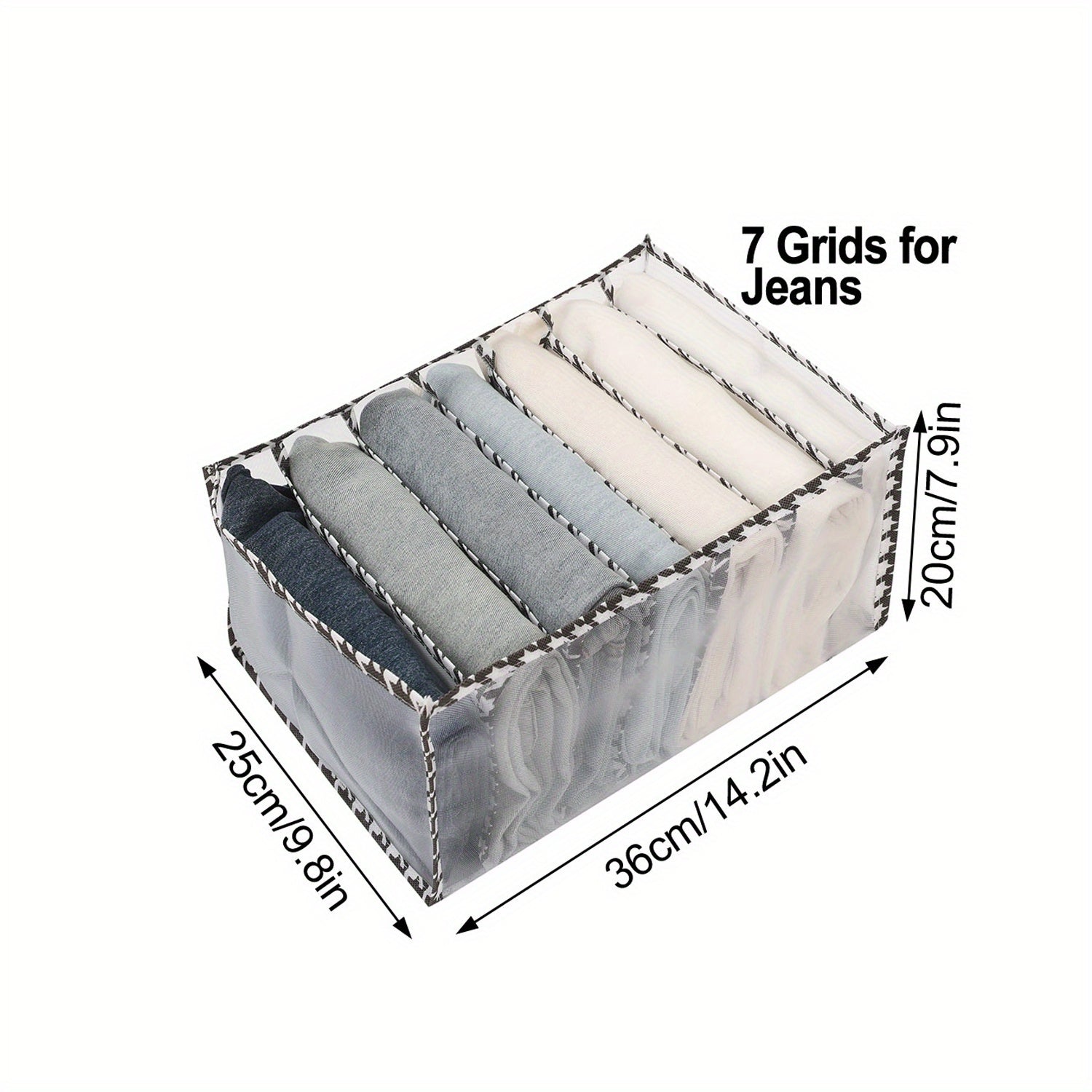 Houndstooth Wardrobe Clothes Organizer Mesh Storage Box For Jeans Bra