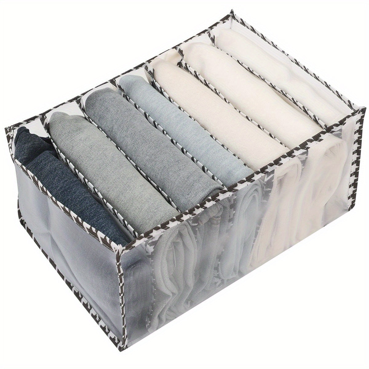Houndstooth Wardrobe Clothes Organizer Mesh Storage Box For Jeans Bra