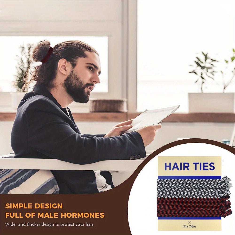 8pcs Sports Striped Hair Tie Hair Rope Ponytail Holder Men Accessories