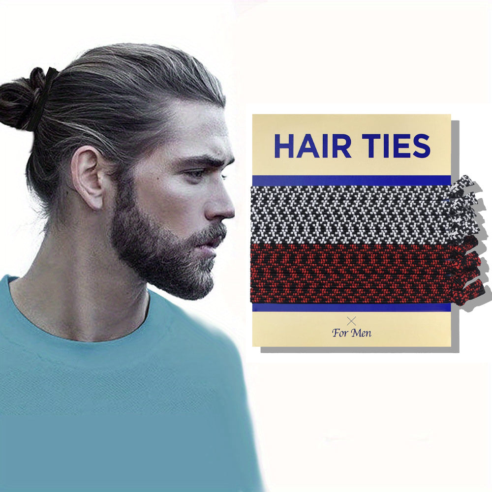 8pcs Sports Striped Hair Tie Hair Rope Ponytail Holder Men Accessories